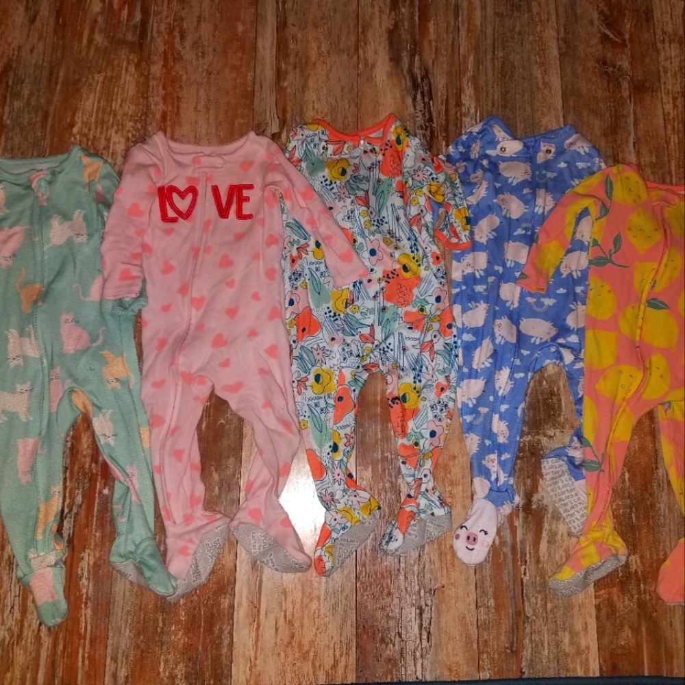 Carters girls zip sleepers 12 month set of 5